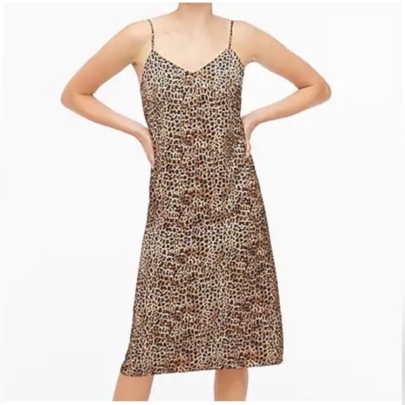 J. Crew Leopard V-neck Slip Dress Women’s Size 0 - Picture 2 of 6